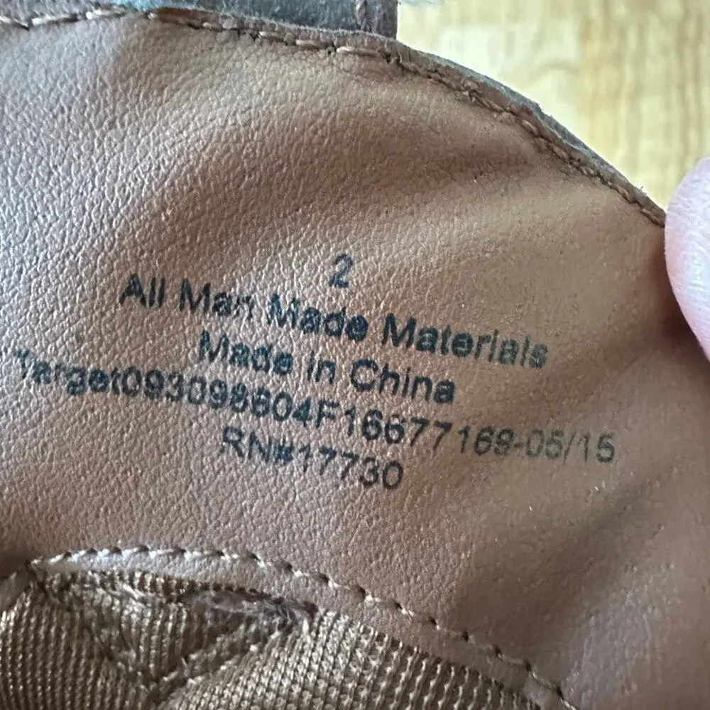 Cherokee Faux Leather YOUTH SIZE 2 Cowboy Boot Embroidered Western Brown